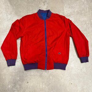 Vintage Izod Lacoste Blue Red Reversible Bomber Jacket Size Large
